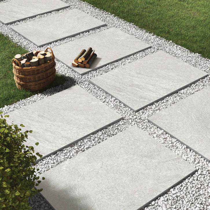 Luxor Silver Outdoor Porcelain Paving Slabs 90x60cm | StoneSuperstore