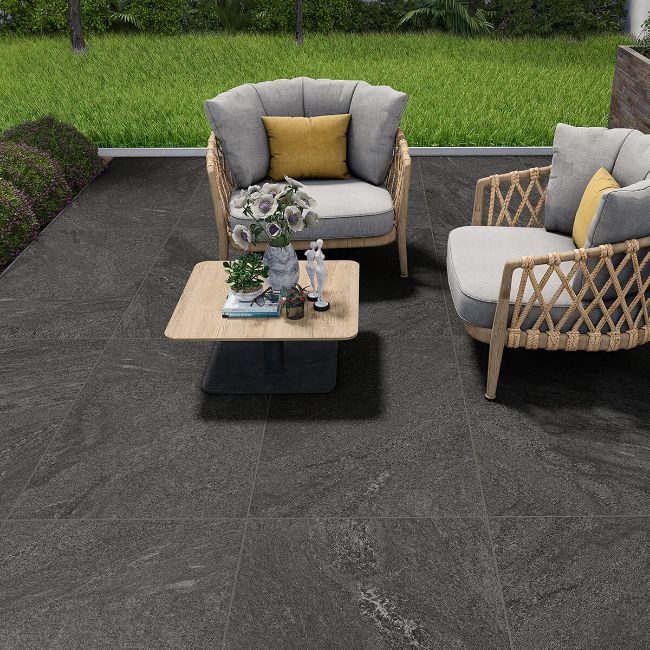 Luxor Nero Outdoor Porcelain Paving Slabs 90x60cm 