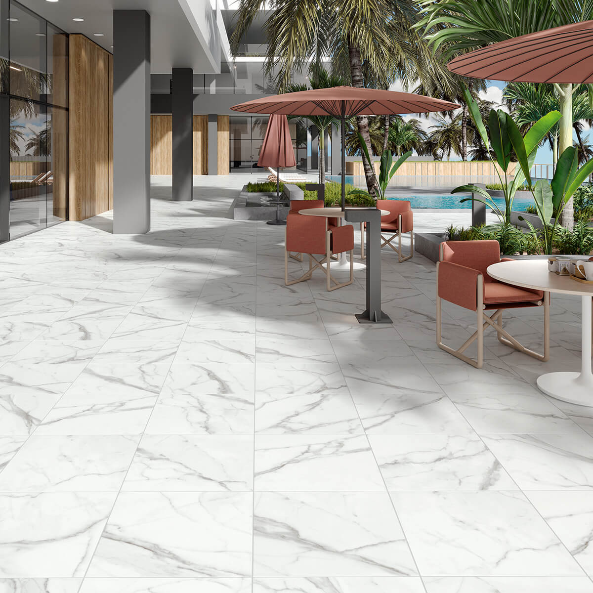 Mimica Carrara Porcelain Paving Slabs | StoneSuperstore