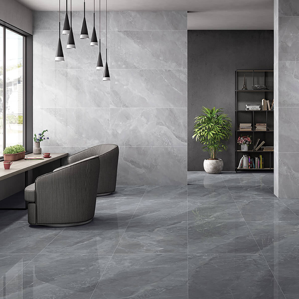 Bardiglio Grey Polished Porcelain Tiles 120x60cm | StoneSuperstore