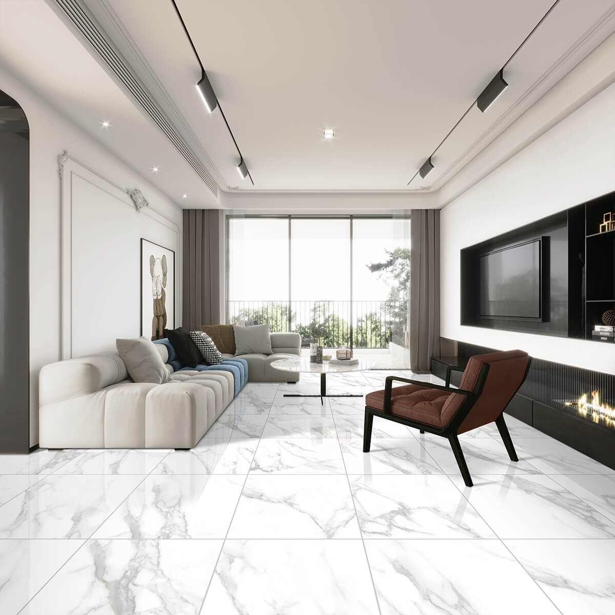 Carrara Bianco Polished Porcelain Tiles | StoneSuperstore