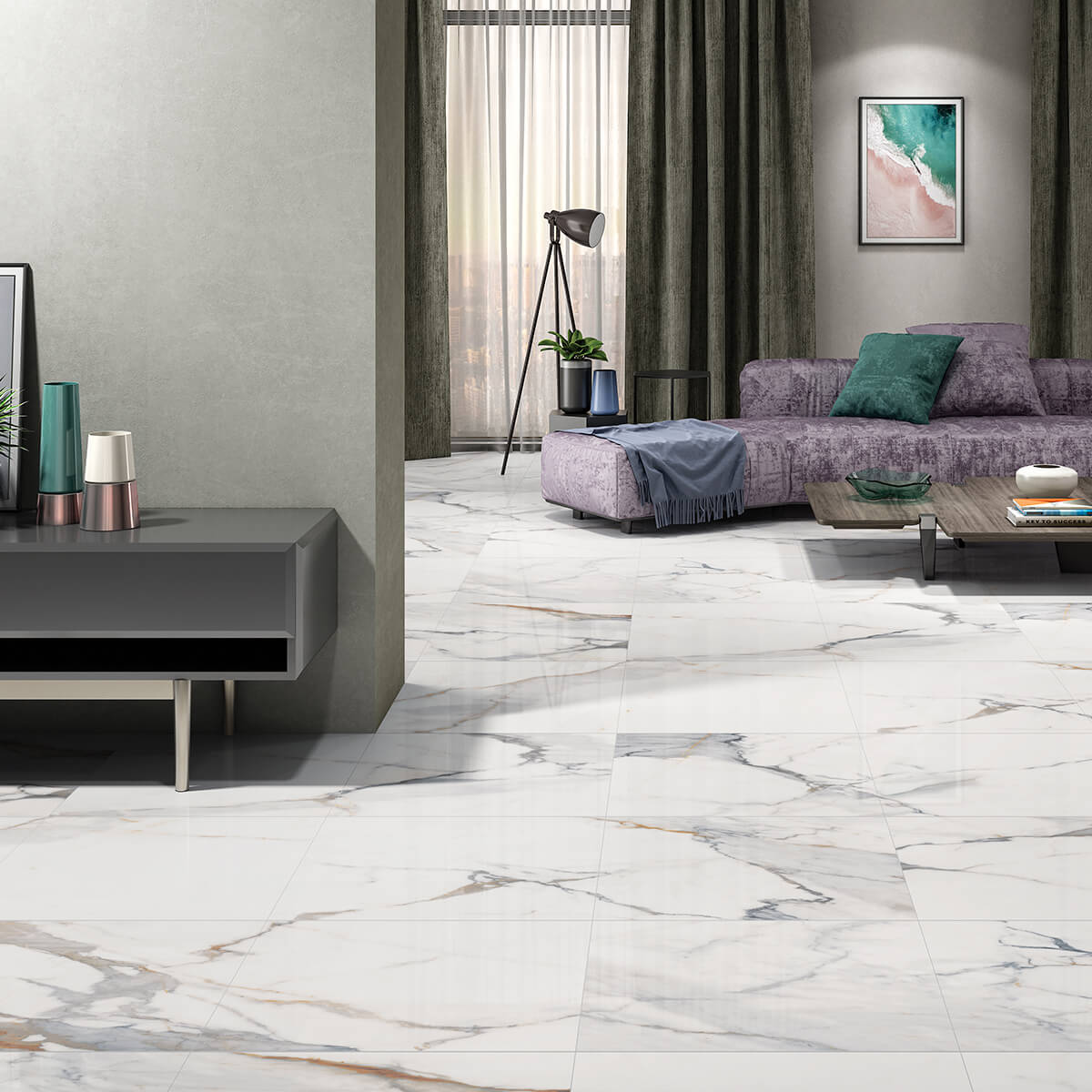 Calacatta Borghini White Porcelain Tiles 60x60cm | StoneSuperstore