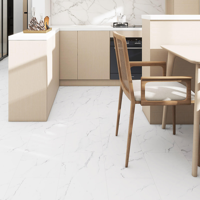 Verona White Marble Luxury Vinyl Tile Flooring | StoneSuperstore